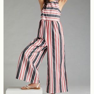 Anthropologie Maeve Striped Wide Leg Jumpsuit